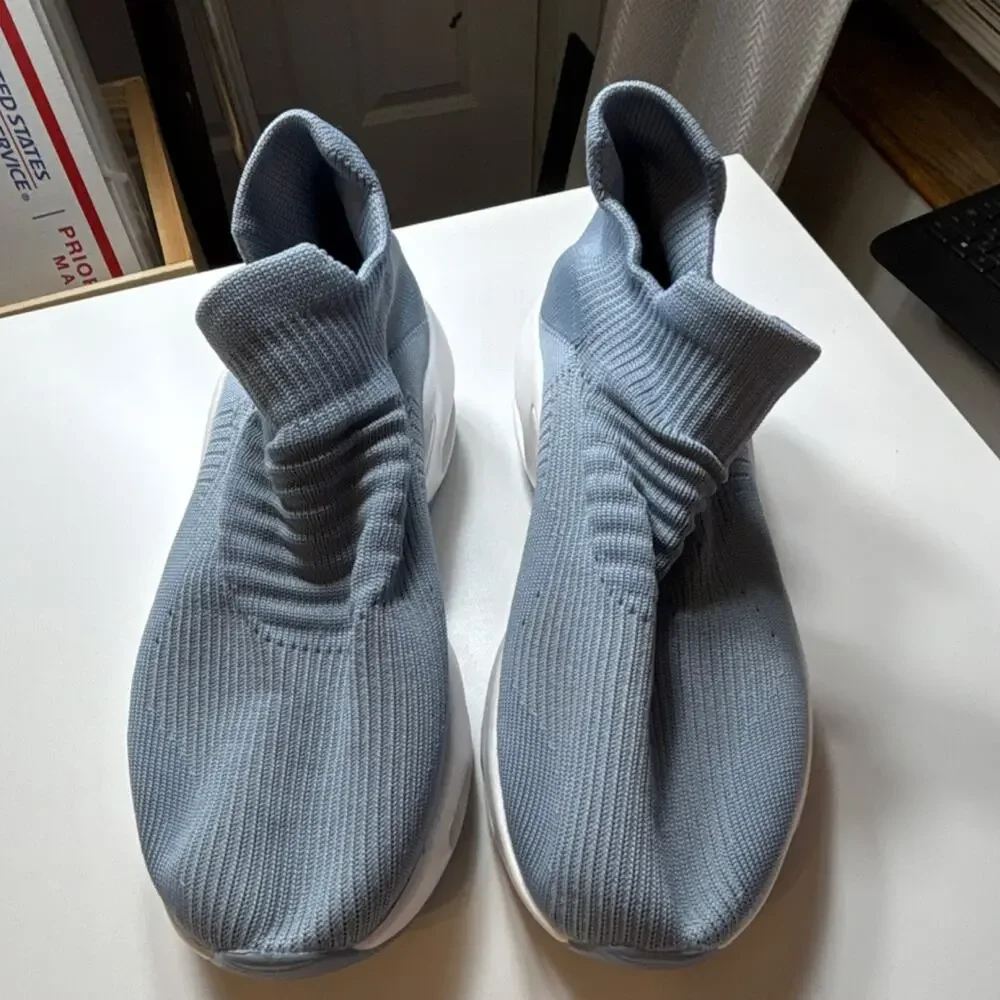 SOK Gray White High Top Slip On Lightweight Breathable Men’s Athletic Sneakers